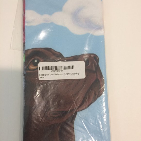 NWT Best of Breed Chocolate Labrador and Butterfly Garden Flag - Picture 2 of 2